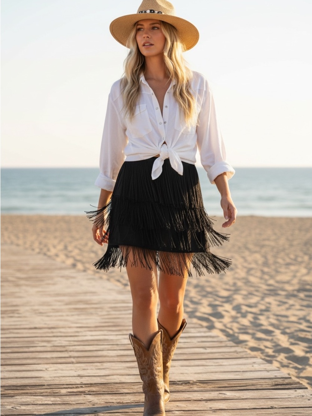 Forever 21 Black Fringe Mini Skirt